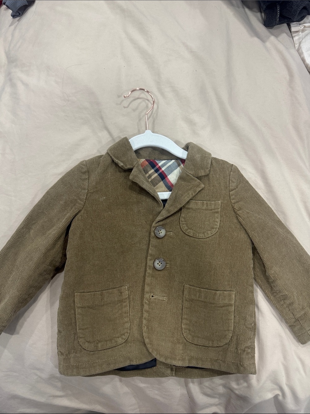 Kids' Olive Green Corduroy Blazer Jacket